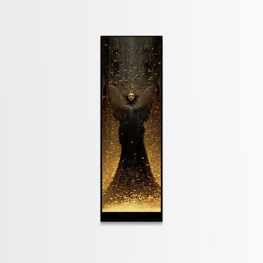The Moth-Winged Empress, Surreal Apocalyptic Art, Tall Narrow Wall Art, Dark Fantasy Wall Art, Framed Canvas Print, Horror Wall Art