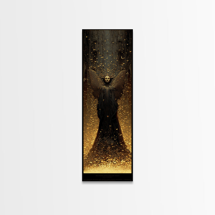 The Moth-Winged Empress, Surreal Apocalyptic Art, Tall Narrow Wall Art, Dark Fantasy Wall Art, Framed Canvas Print, Horror Wall Art