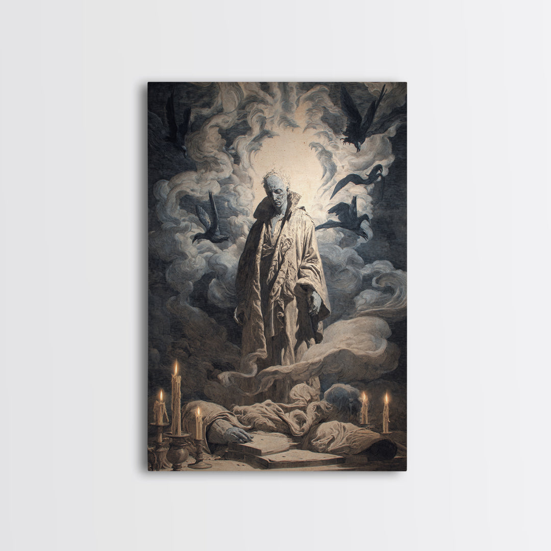 The Ash-Covered Oracle, Gothic Nightmare Art, Vertical Wall Art, Macabre Wall Art, Framed Canvas Print, Halloween Wall Art