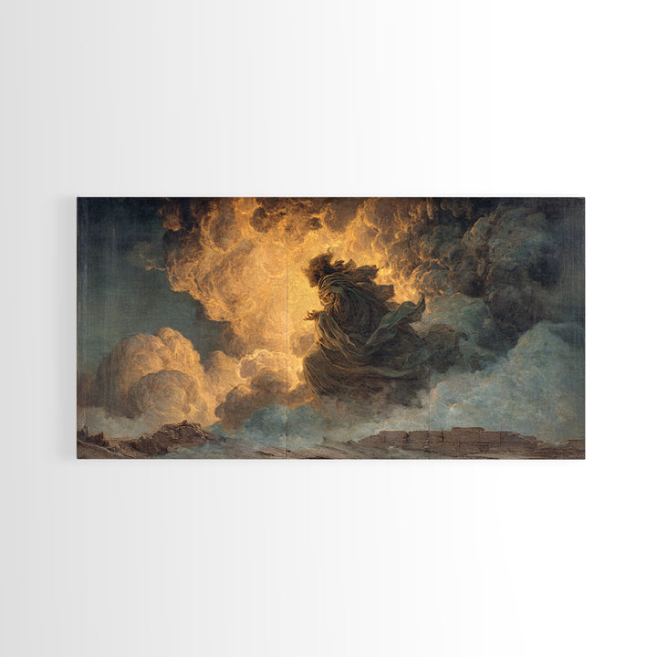 The Ash-Covered Oracle, Apocalyptic Romantic Art, Wide Panoramic Art, Gothic Horror Wall Art, Framed Canvas Print, Halloween Wall Art