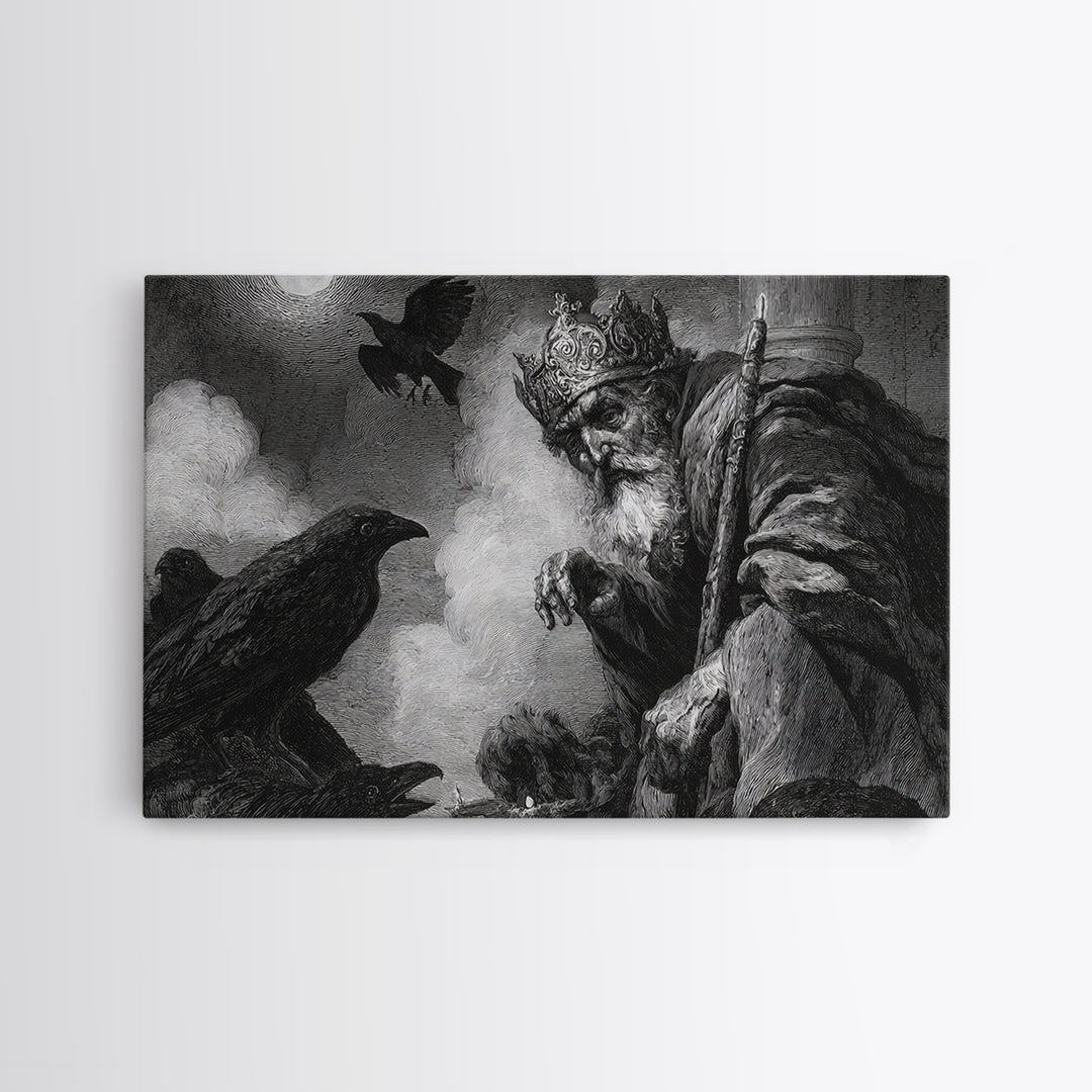 The Ash-Covered Oracle, Symbolist Etching Art, Landscape Wall Art, Dark Fantasy Wall Art, Canvas Print, Halloween Wall Art