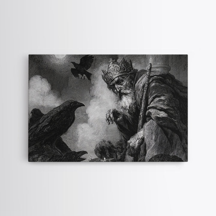The Ash-Covered Oracle, Symbolist Etching Art, Landscape Wall Art, Dark Fantasy Wall Art, Canvas Print, Halloween Wall Art