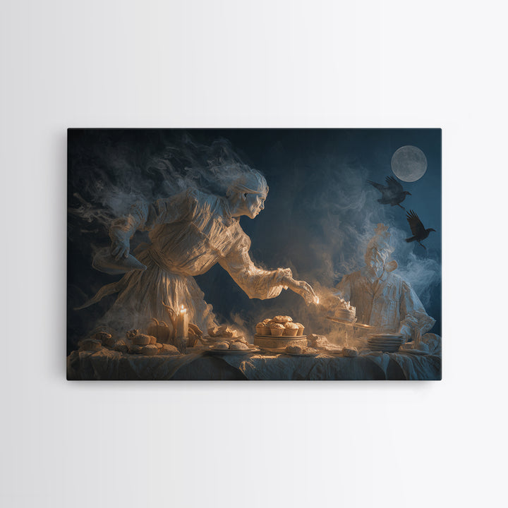 The Ghost Bakery, Visionary Gothic Art, Landscape Wall Art, Macabre Wall Art, Framed Canvas Print, Halloween Wall Art, Halloween Decor