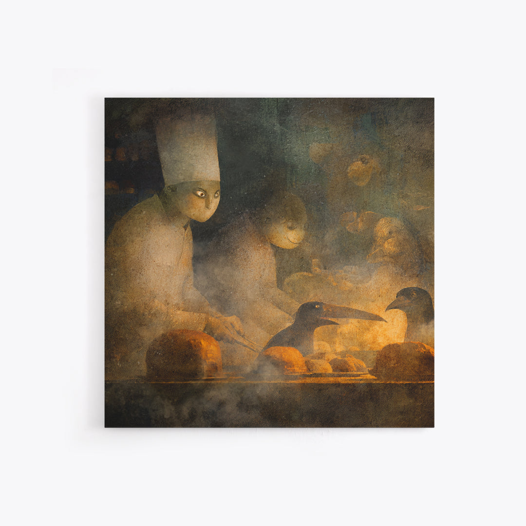 The Ghost Bakery, Symbolist Dream Art, Square Wall Art, Gothic Horror Wall Art, Canvas Print, Halloween Wall Art, Seasonal Home Decor