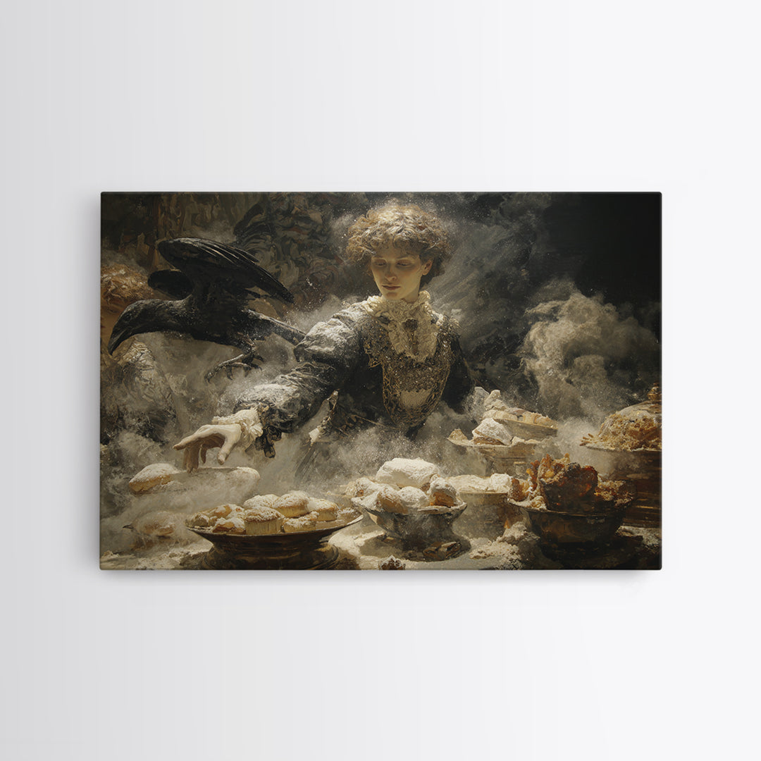 The Ghost Bakery, Ornate Symbolist Art, Landscape Wall Art, Gothic Horror Wall Art, Canvas Print, Halloween Wall Art