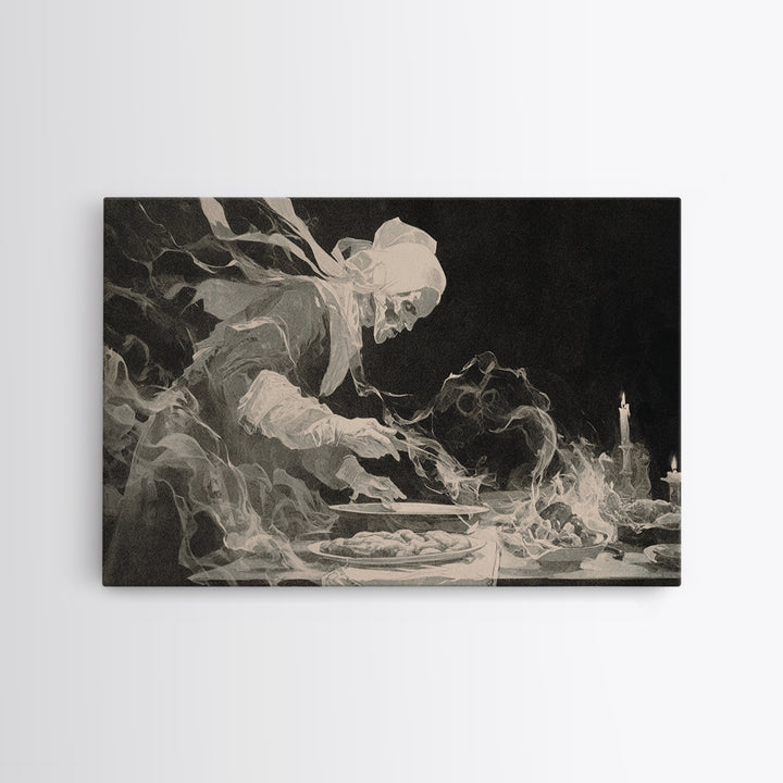 The Ghost Bakery, Decadent Gothic Art, Landscape Wall Art, Macabre Wall Art, Framed Canvas Print, Halloween Wall Art