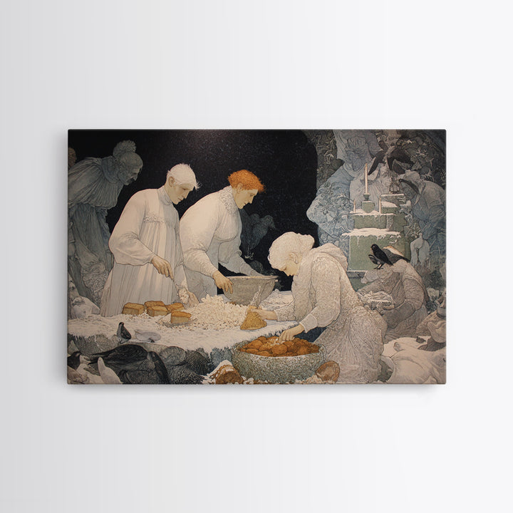The Ghost Bakery, Symbolist Death Art, Landscape Wall Art, Gothic Horror Wall Art, Canvas Print, Halloween Wall Art