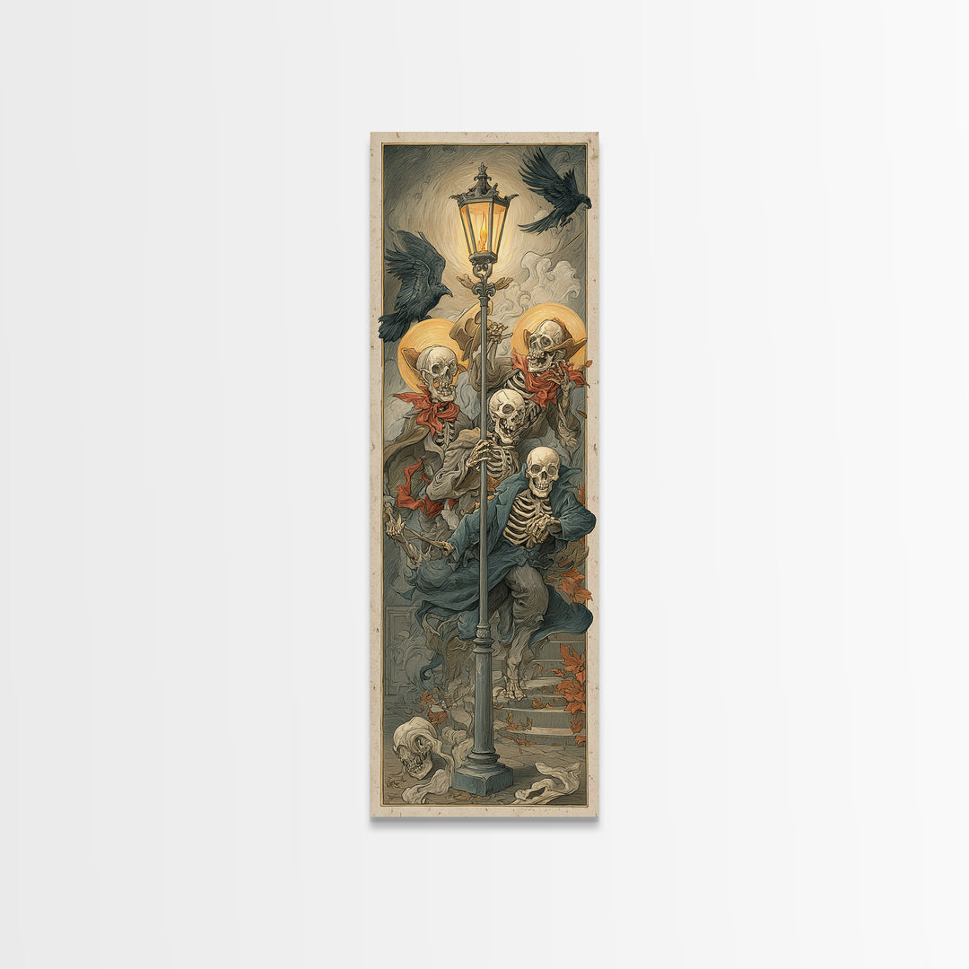The Skeleton Barbershop Quartet, Dark Renaissance Art, Tall Narrow Wall Art, Gothic Horror Wall Art, Framed Canvas Print