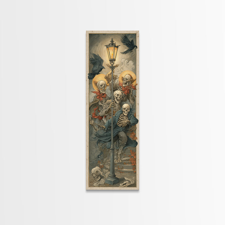 The Skeleton Barbershop Quartet, Dark Renaissance Art, Tall Narrow Wall Art, Gothic Horror Wall Art, Framed Canvas Print