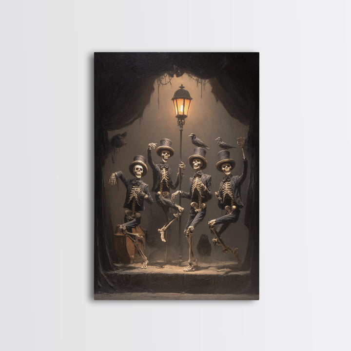 The Skeleton Barbershop Quartet, Dark Romantic Horror Art, Vertical Wall Art, Gothic Horror Wall Art, Canvas Print, Halloween Wall Art