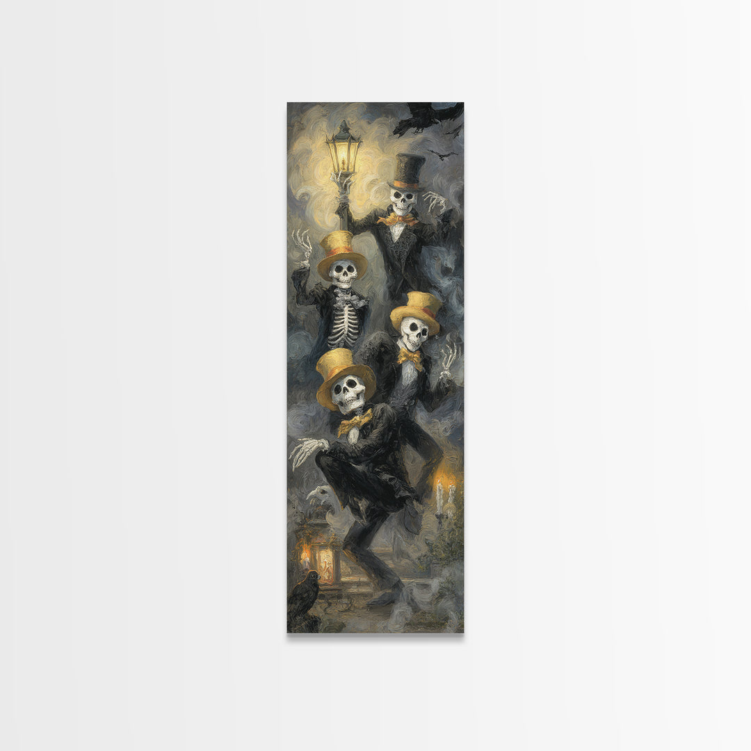 The Skeleton Barbershop Quartet, Gothic Nightmare Art, Tall Narrow Wall Art, Macabre Wall Art, Canvas Print, Halloween Wall Art