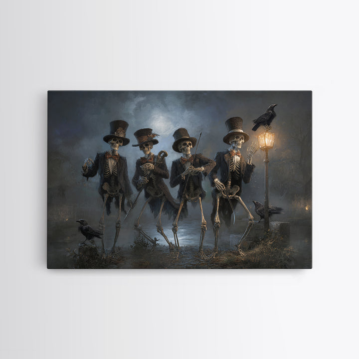 The Skeleton Barbershop Quartet, Symbolist Gothic Landscape, Landscape Wall Art, Dark Fantasy Wall Art, Framed Canvas Print