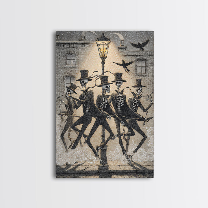 The Skeleton Barbershop Quartet, Victorian Macabre Art, Vertical Wall Art, Macabre Wall Art, Framed Canvas Print, Halloween Wall Art