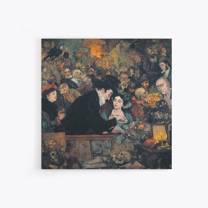 The Vampire Florist, Grotesque Carnival Art, Square Wall Art, Dark Fantasy Wall Art, Framed Canvas Print, Halloween Wall Art