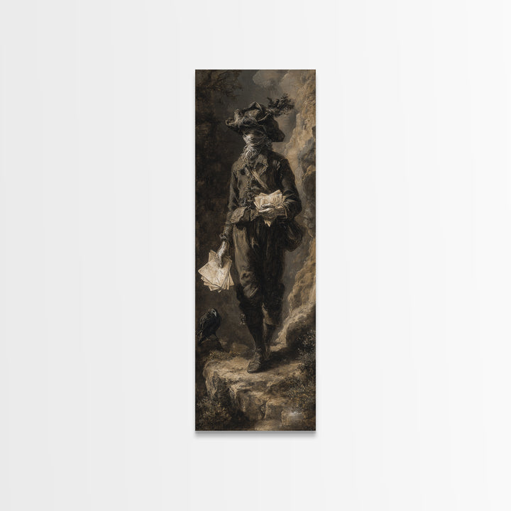 The Mummy Mail Carrier, Baroque Witchcraft Art, Tall Narrow Wall Art, Gothic Horror Wall Art, Canvas Print, Halloween Wall Art
