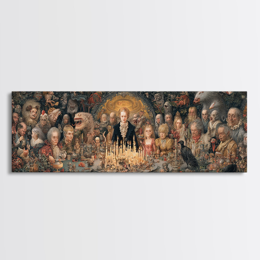 The Monster Family Portrait, Medieval Grotesque Art, Extra Wide Wall Art, Gothic Horror Wall Art, Canvas Print, Halloween Wall Art