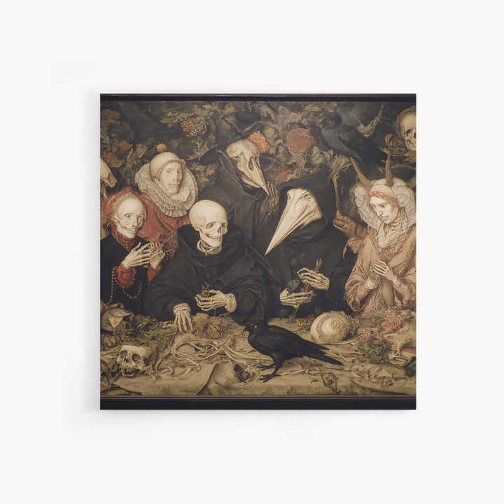The Monster Family Portrait, Danse Macabre Art, Square Wall Art, Macabre Wall Art, Framed Canvas Print