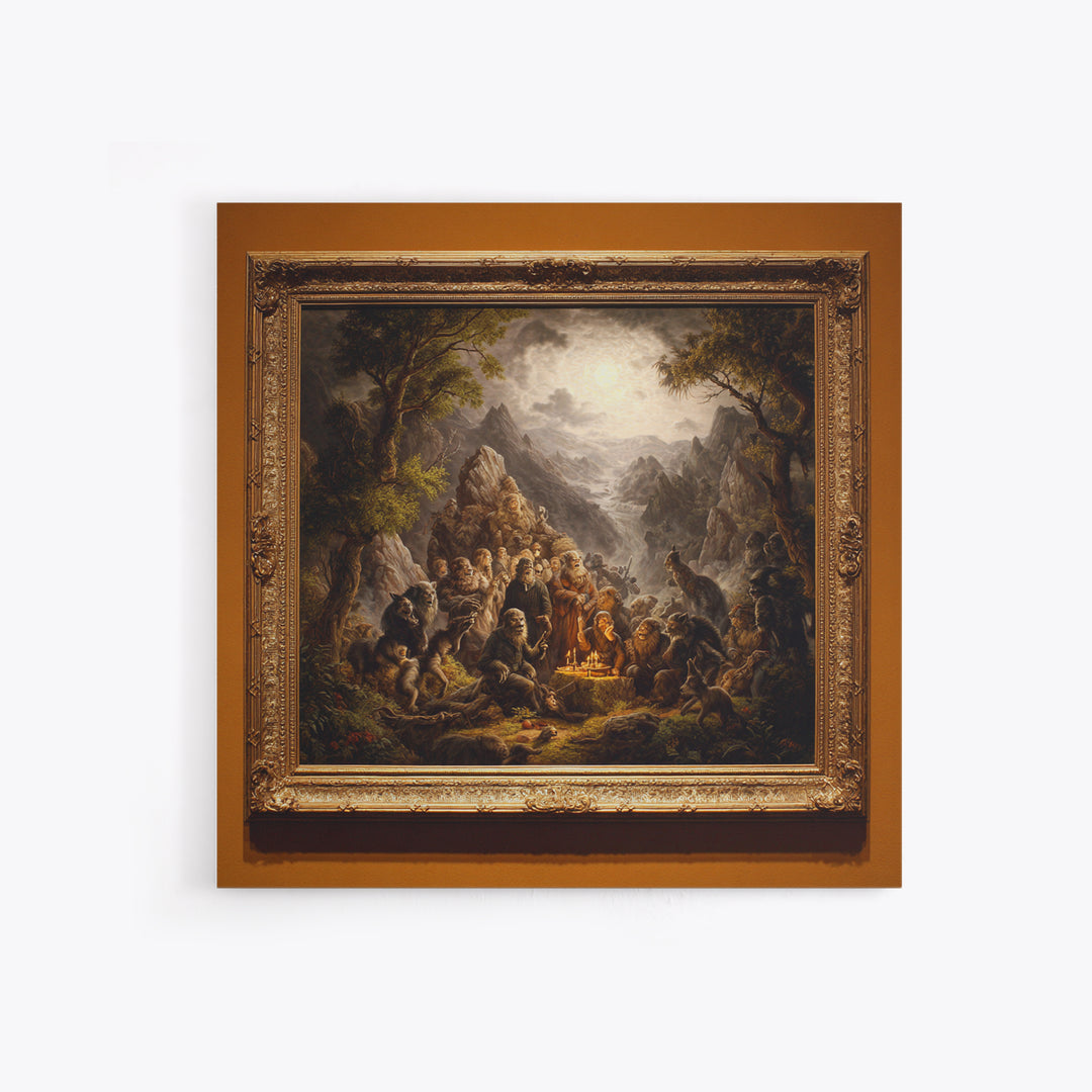 The Monster Family Portrait, Baroque Witchcraft Art, Square Wall Art, Gothic Horror Wall Art, Canvas Print, Halloween Wall Art