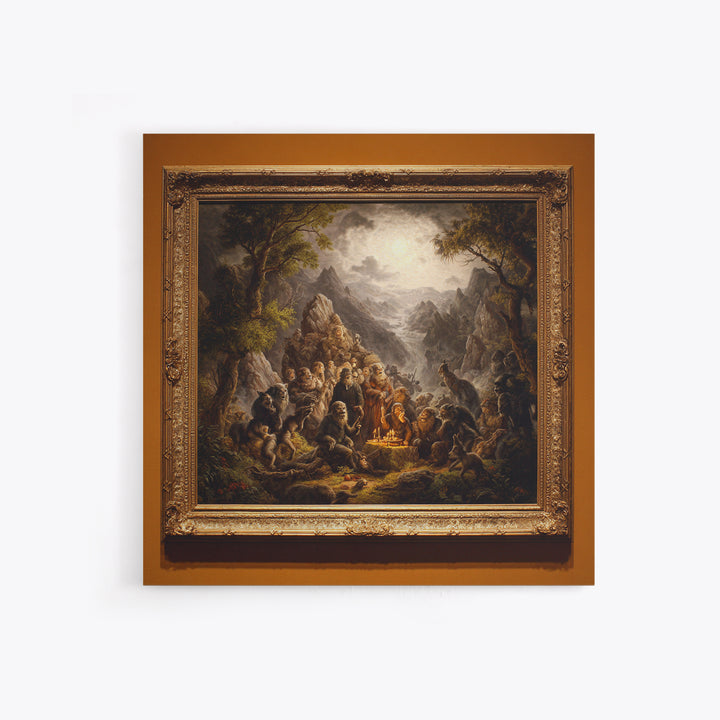 The Monster Family Portrait, Baroque Witchcraft Art, Square Wall Art, Gothic Horror Wall Art, Canvas Print, Halloween Wall Art
