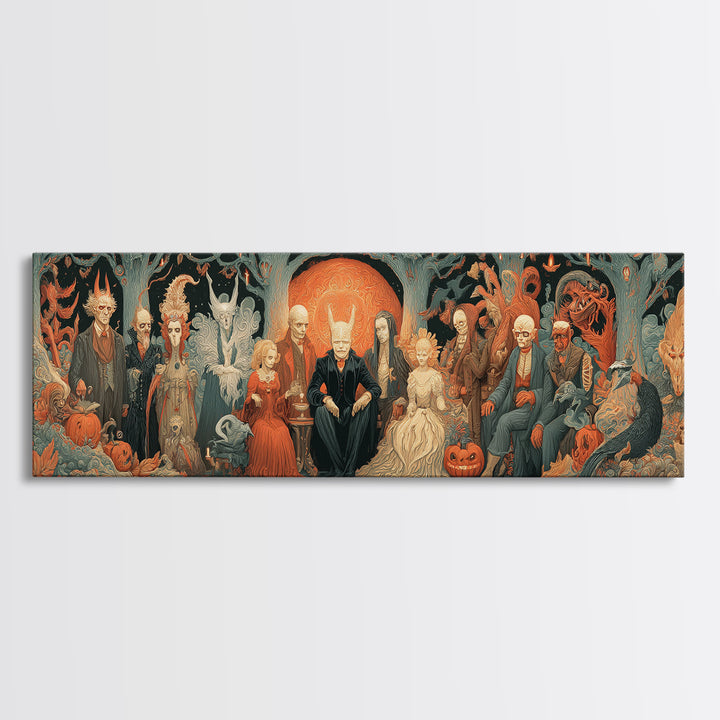 The Monster Family Portrait, Visionary Gothic Art, Extra Wide Wall Art, Dark Fantasy Wall Art, Canvas Print, Halloween Wall Art
