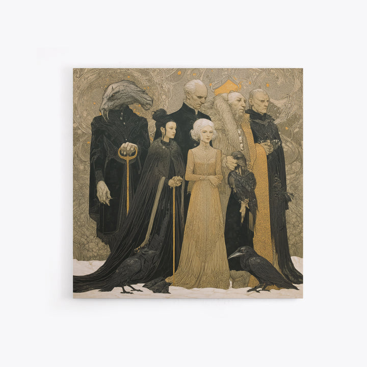 The Monster Family Portrait, Symbolist Death Art, Square Wall Art, Gothic Horror Wall Art, Framed Canvas Print, Halloween Wall Art