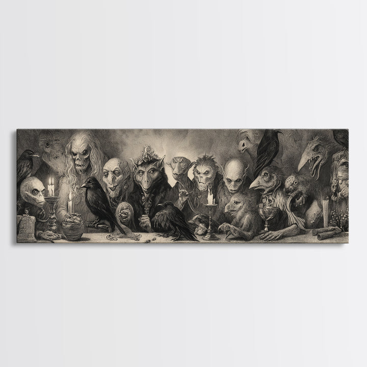 The Monster Family Portrait, Expressionist Nightmare Art, Extra Wide Wall Art, Dark Fantasy Wall Art, Framed Canvas Print