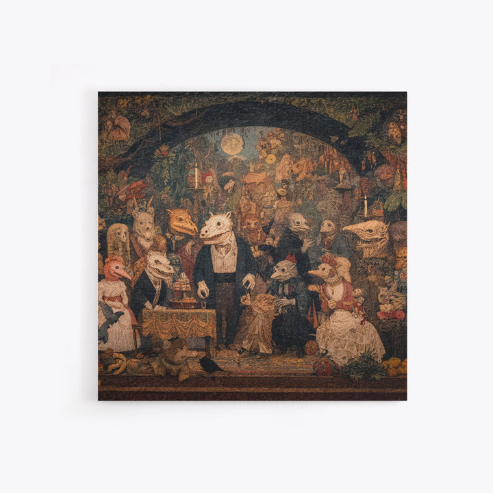 The Monster Family Portrait, Grotesque Carnival Art, Square Wall Art, Dark Fantasy Wall Art, Framed Canvas Print, Halloween Wall Art