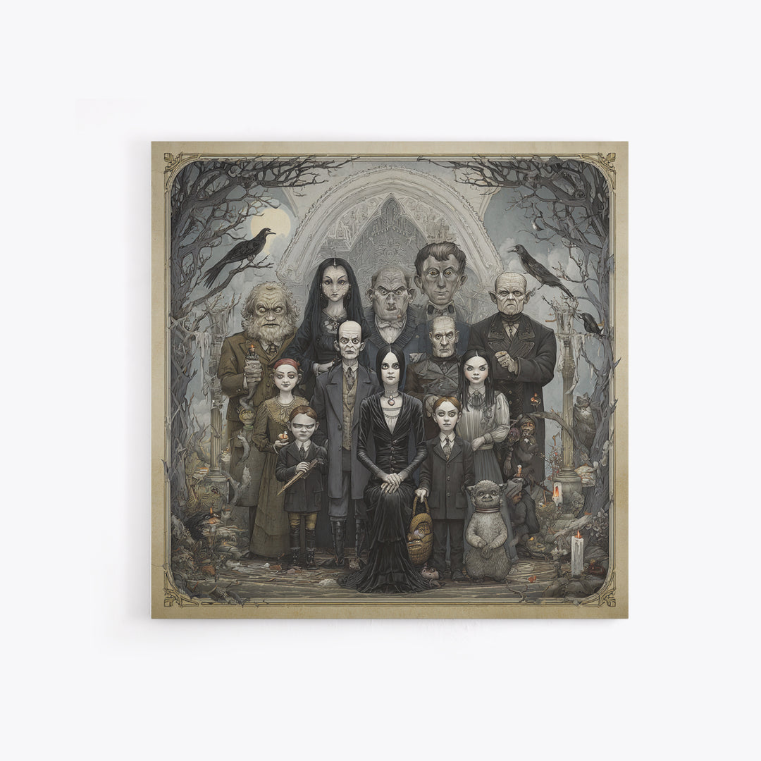 The Monster Family Portrait, Victorian Macabre Art, Square Wall Art, Gothic Horror Wall Art, Canvas Print, Halloween Wall Art