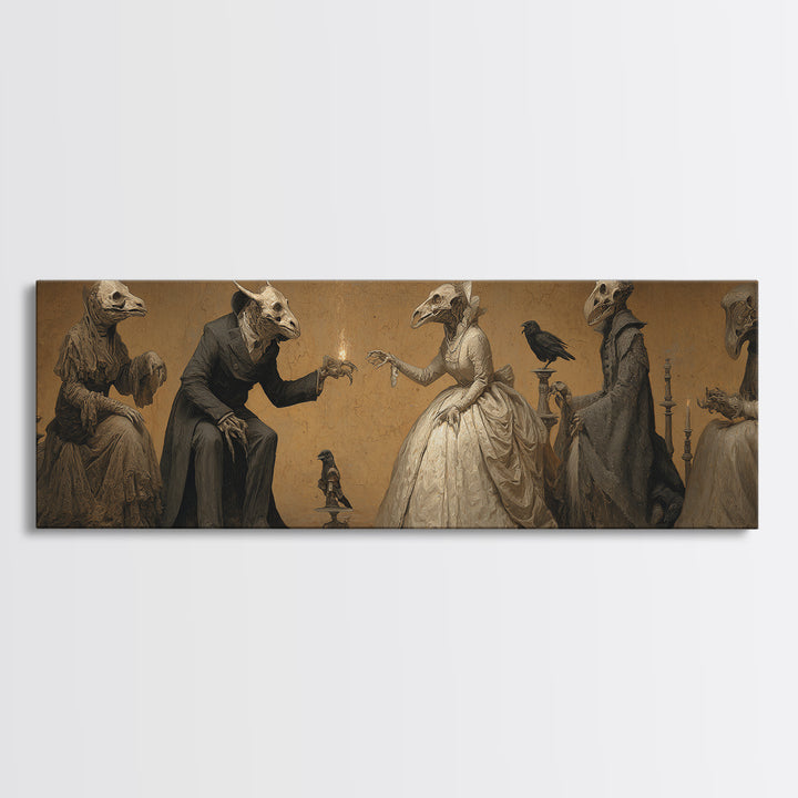 The Monster Family Portrait, Surreal Apocalyptic Art, Extra Wide Wall Art, Dark Halloween Decor, Framed Canvas Print