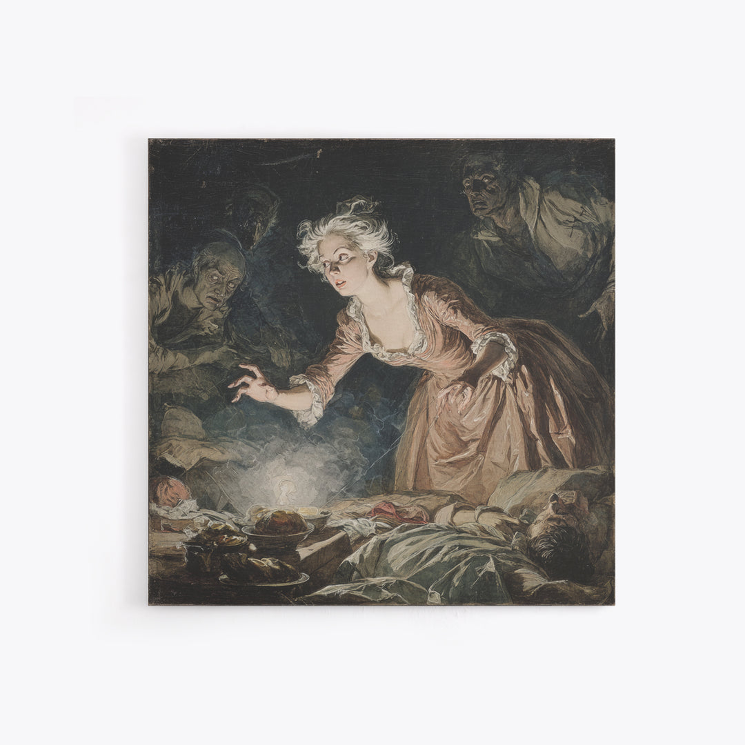 The Spider Sewing Circle, Gothic Nightmare Art, Square Wall Art, Gothic Horror Wall Art, Canvas Print, Halloween Wall Art