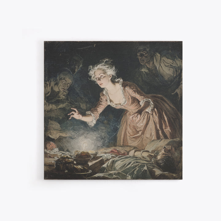 The Spider Sewing Circle, Gothic Nightmare Art, Square Wall Art, Gothic Horror Wall Art, Canvas Print, Halloween Wall Art