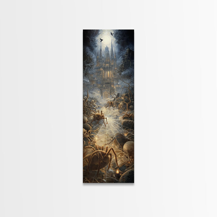 The Spider Sewing Circle, Surreal Apocalyptic Art, Tall Narrow Wall Art, Dark Fantasy Wall Art, Canvas Print, Halloween Wall Art