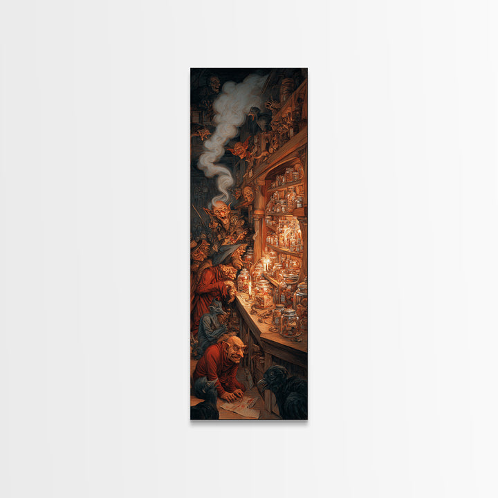 The Goblin Candy Shop, Dark Renaissance Art, Tall Narrow Wall Art, Gothic Horror Wall Art, Framed Canvas Print