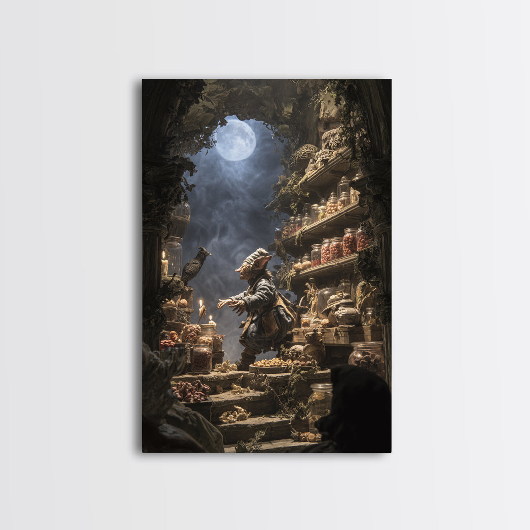 The Goblin Candy Shop, Baroque Witchcraft Art, Vertical Wall Art, Dark Fantasy Wall Art, Canvas Print, Halloween Wall Art