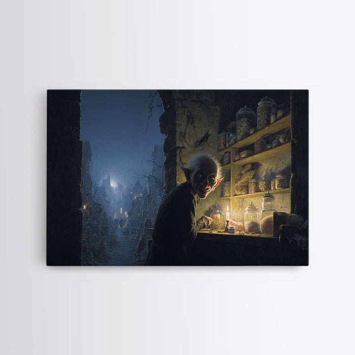 The Goblin Candy Shop, Romantic Gothic Landscape, Landscape Wall Art, Dark Halloween Decor, Canvas Print, Halloween Wall Art