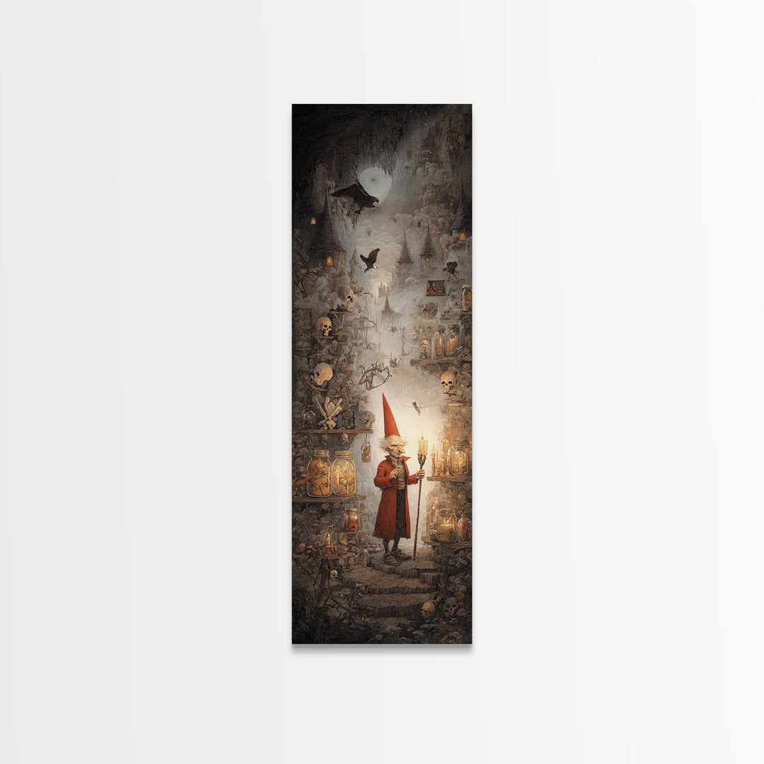 The Goblin Candy Shop, Surreal Apocalyptic Art, Tall Narrow Wall Art, Macabre Wall Art, Canvas Print, Halloween Wall Art
