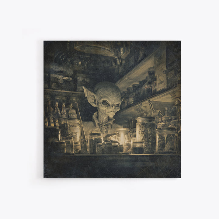 The Goblin Candy Shop, Biomechanical Horror Art, Square Wall Art, Macabre Wall Art, Canvas Print, Halloween Wall Art, Gothic Home Decor