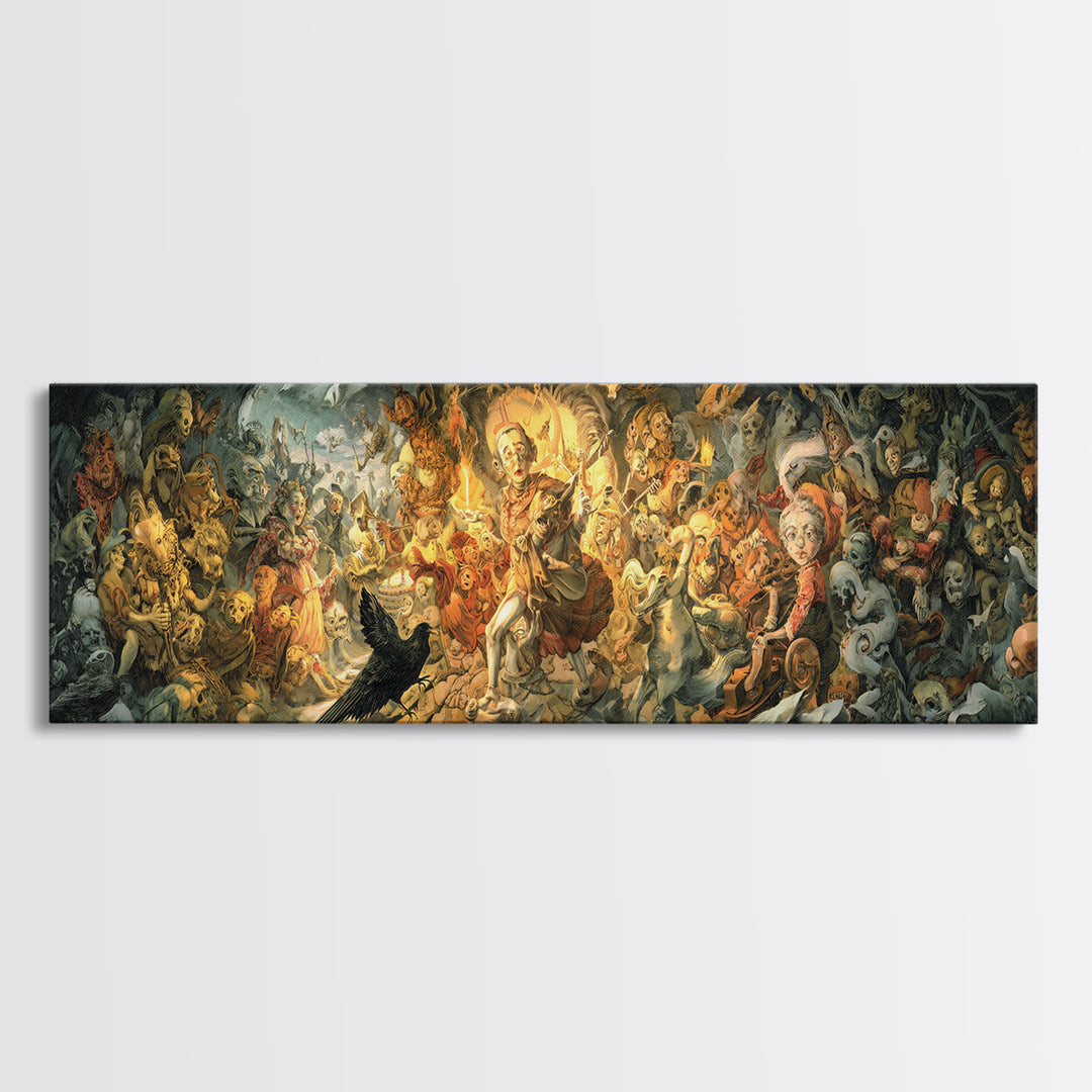 The Haunted Toy Parade, Dark Renaissance Art, Extra Wide Wall Art, Gothic Horror Wall Art, Canvas Print, Halloween Wall Art