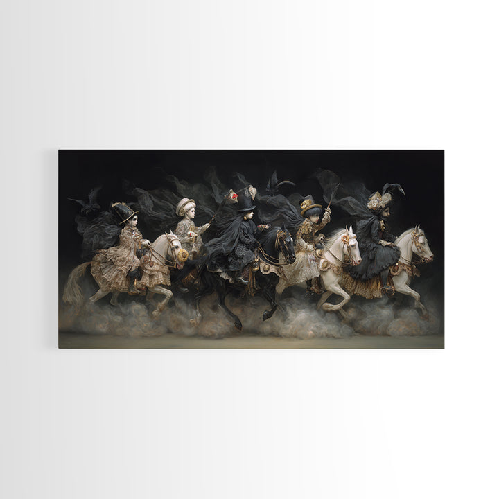 The Haunted Toy Parade, Dark Romantic Horror Art, Wide Panoramic Art, Gothic Horror Wall Art, Canvas Print, Halloween Wall Art