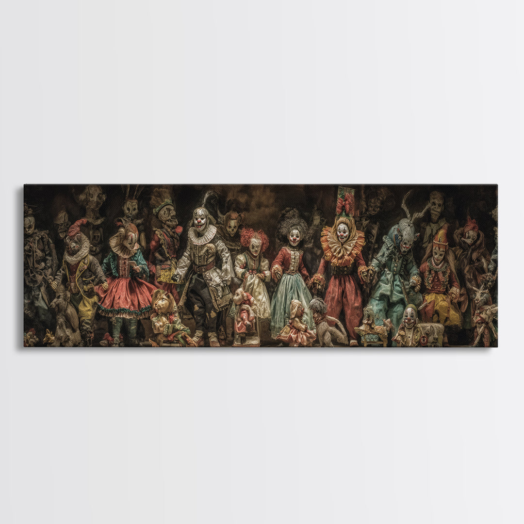 The Haunted Toy Parade, Gothic Nightmare Art, Extra Wide Wall Art, Gothic Horror Wall Art, Framed Canvas Print, Halloween Wall Art