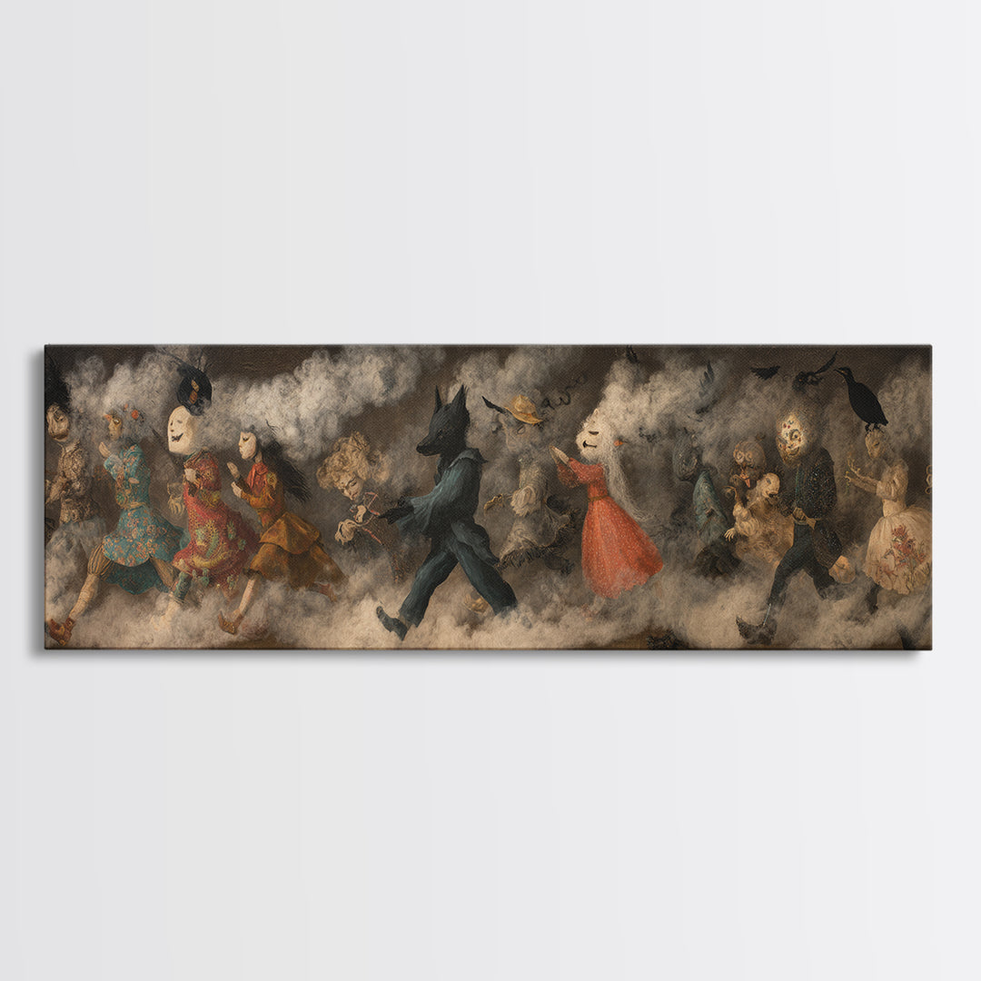 The Haunted Toy Parade, Symbolist Dream Art, Extra Wide Wall Art, Dark Fantasy Wall Art, Canvas Print, Halloween Wall Art