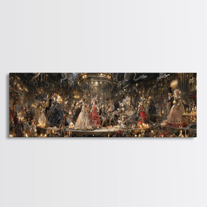 The Haunted Toy Parade, Ornate Symbolist Art, Extra Wide Wall Art, Dark Fantasy Wall Art, Framed Canvas Print, Halloween Wall Art