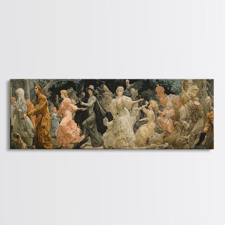 The Haunted Toy Parade, Symbolist Death Art, Extra Wide Wall Art, Macabre Wall Art, Framed Canvas Print, Halloween Wall Art