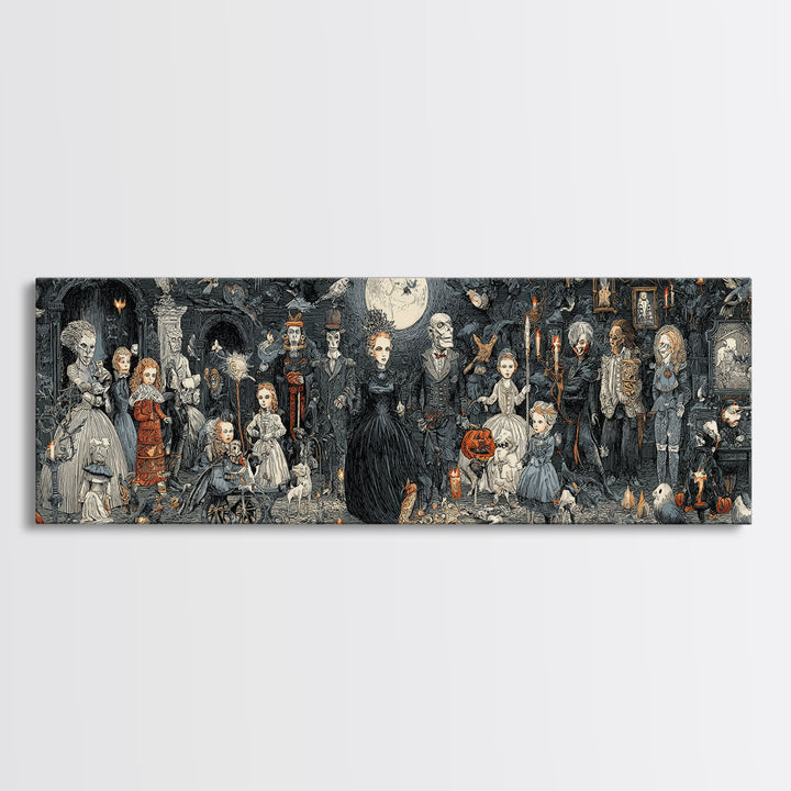 The Haunted Toy Parade, Victorian Macabre Art, Extra Wide Wall Art, Dark Fantasy Wall Art, Framed Canvas Print, Halloween Wall Art