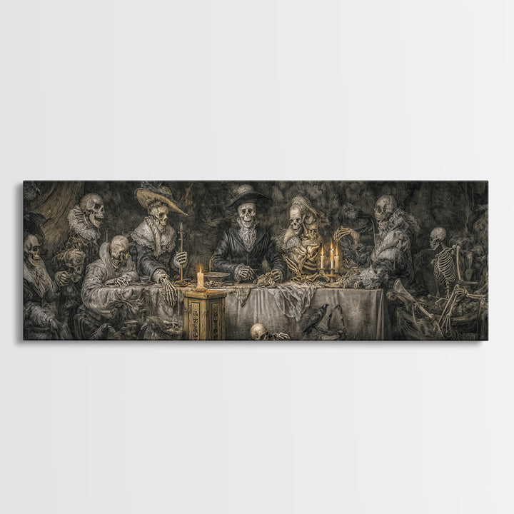 The Ghost Pirate Picnic, Danse Macabre Art, Extra Wide Wall Art, Dark Halloween Decor, Canvas Print, Halloween Wall Art