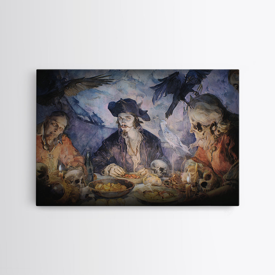 The Ghost Pirate Picnic, Expressionist Gothic Art, Landscape Wall Art, Dark Fantasy Wall Art, Canvas Print, Halloween Wall Art