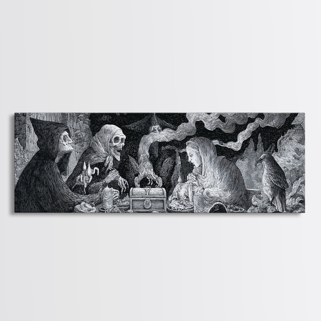 The Ghost Pirate Picnic, Victorian Macabre Art, Extra Wide Wall Art, Gothic Horror Wall Art, Canvas Print, Halloween Wall Art