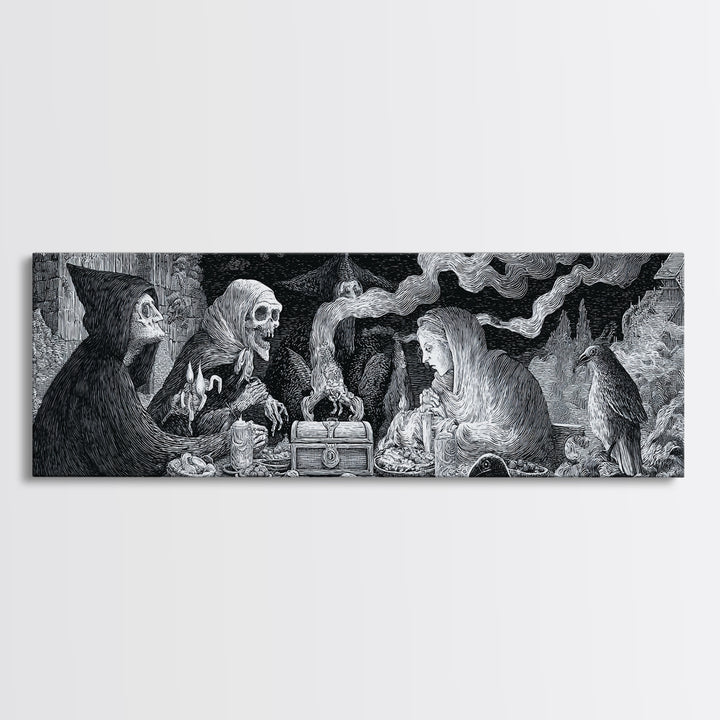 The Ghost Pirate Picnic, Victorian Macabre Art, Extra Wide Wall Art, Gothic Horror Wall Art, Canvas Print, Halloween Wall Art