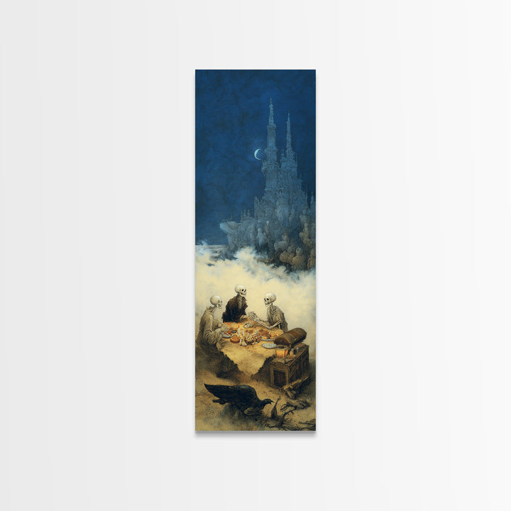 The Ghost Pirate Picnic, Surreal Apocalyptic Art, Tall Narrow Wall Art, Dark Fantasy Wall Art, Canvas Print, Halloween Wall Art