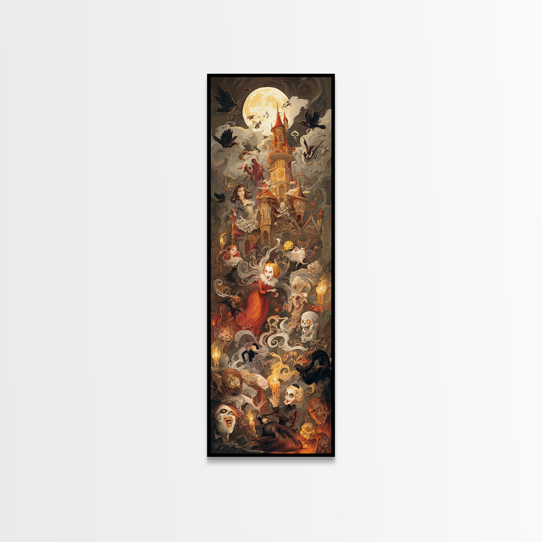 The Candy Corn Kingdom, Gothic Nightmare Art, Tall Narrow Wall Art, Gothic Horror Wall Art, Framed Canvas Print, Halloween Wall Art
